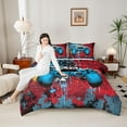 thumbnail image 4 of Homewish Kids Teens Adults Blue Gamepads 3 Pieces Queen Comforter Set,Abstract Graffiti Splash Ultra Soft Bedding Sets,Video Game Bedding Comforter Set Breathable,Super Cozy Room Decor, 4 of 8