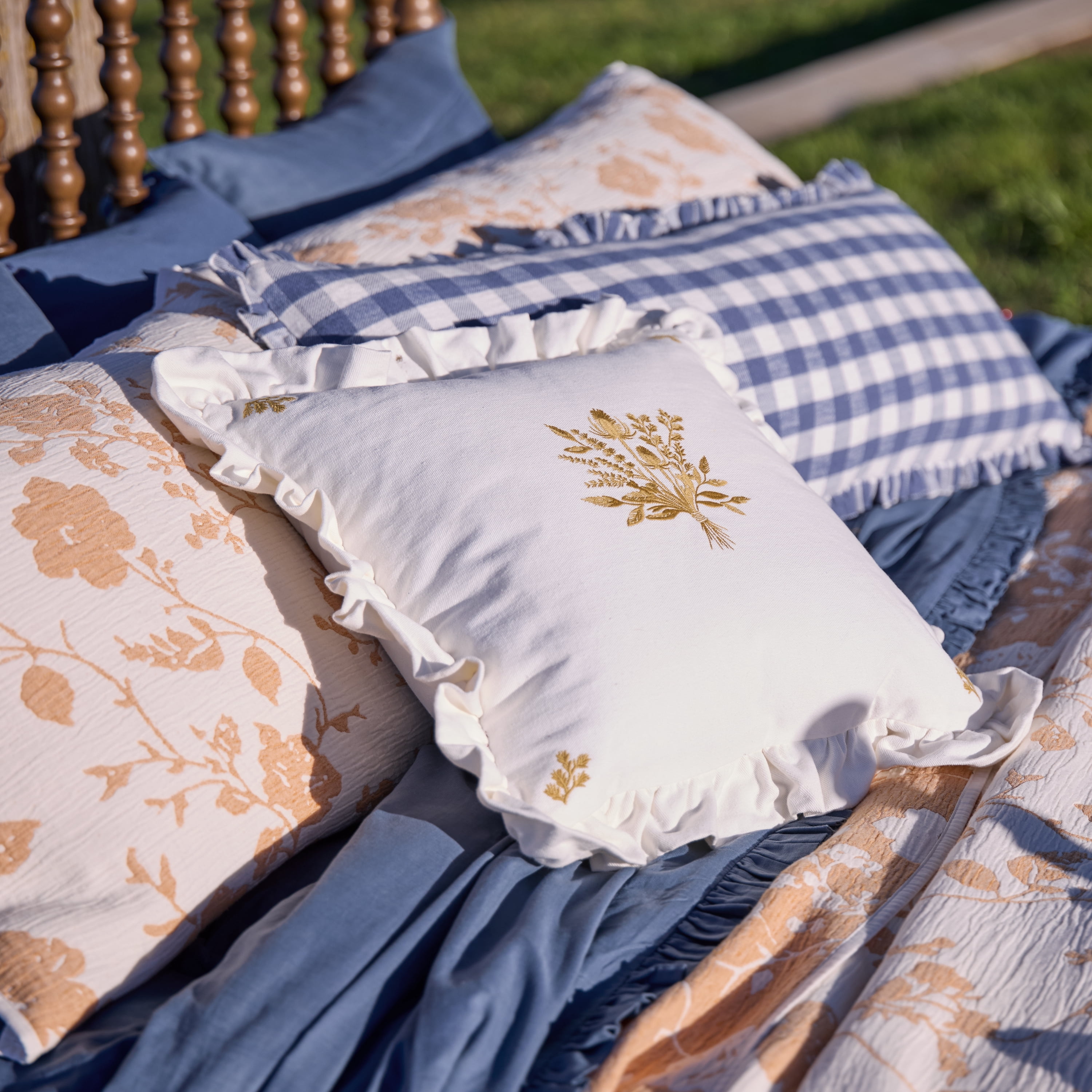 The Pioneer Woman White Denim Square Pillow
