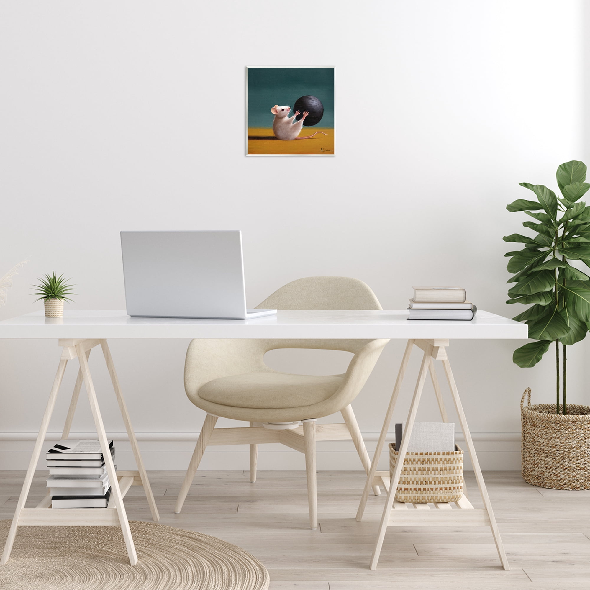 Stupell Industries Mouse with Exercise Ball Animals & Insects Painting Unframed Art Print Wall Art, 12 x 12