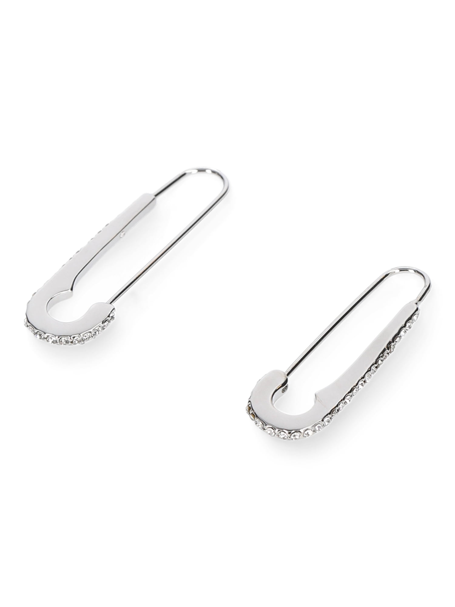 Madden NYC Women's Fashion Rhodium Safety Pin Hoop Earrings