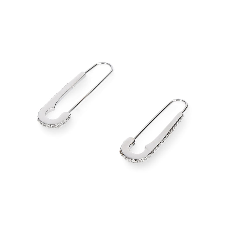 Madden NYC Rhodium Safety Pin Hoop Earrings photo 3