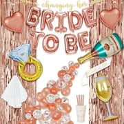Decorlife Bachelorette Party Decorations, Rose Gold Bride to Be Decorations, Ring, Veil, Champagne Foil, Rose Gold Balloon and 16 Bachelorette Cups