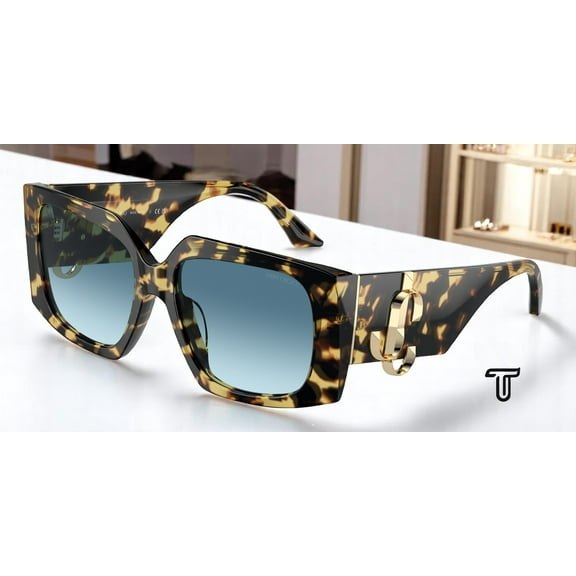 JIMMY CHOO JC5006U 500419 Yellow Havana Gradient Blue 55 mm Women's Sunglasses