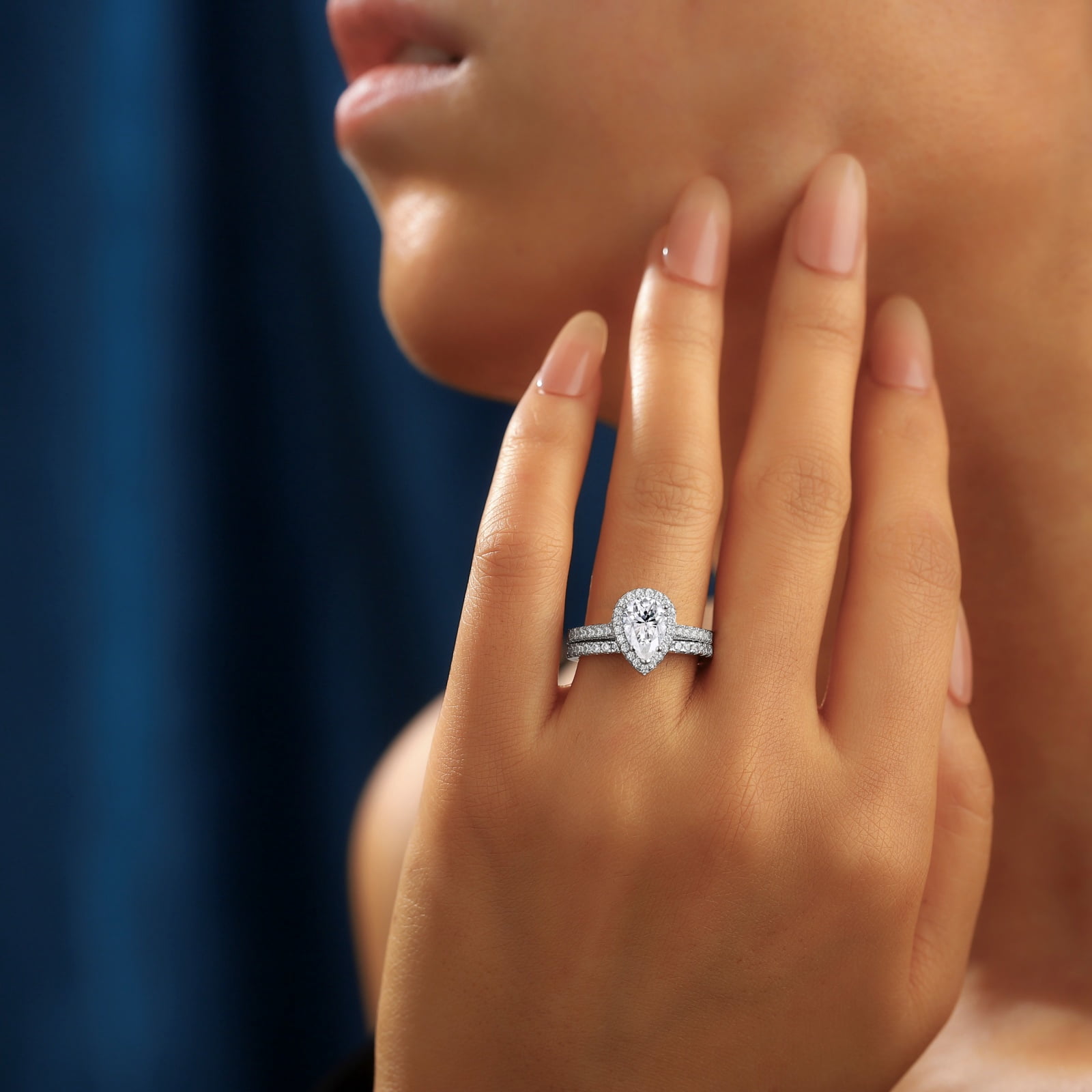 SFTING 925 Sterling Silver Bridal Engagement Wedding Rings Sets for Women Halo Zirconia Size 6