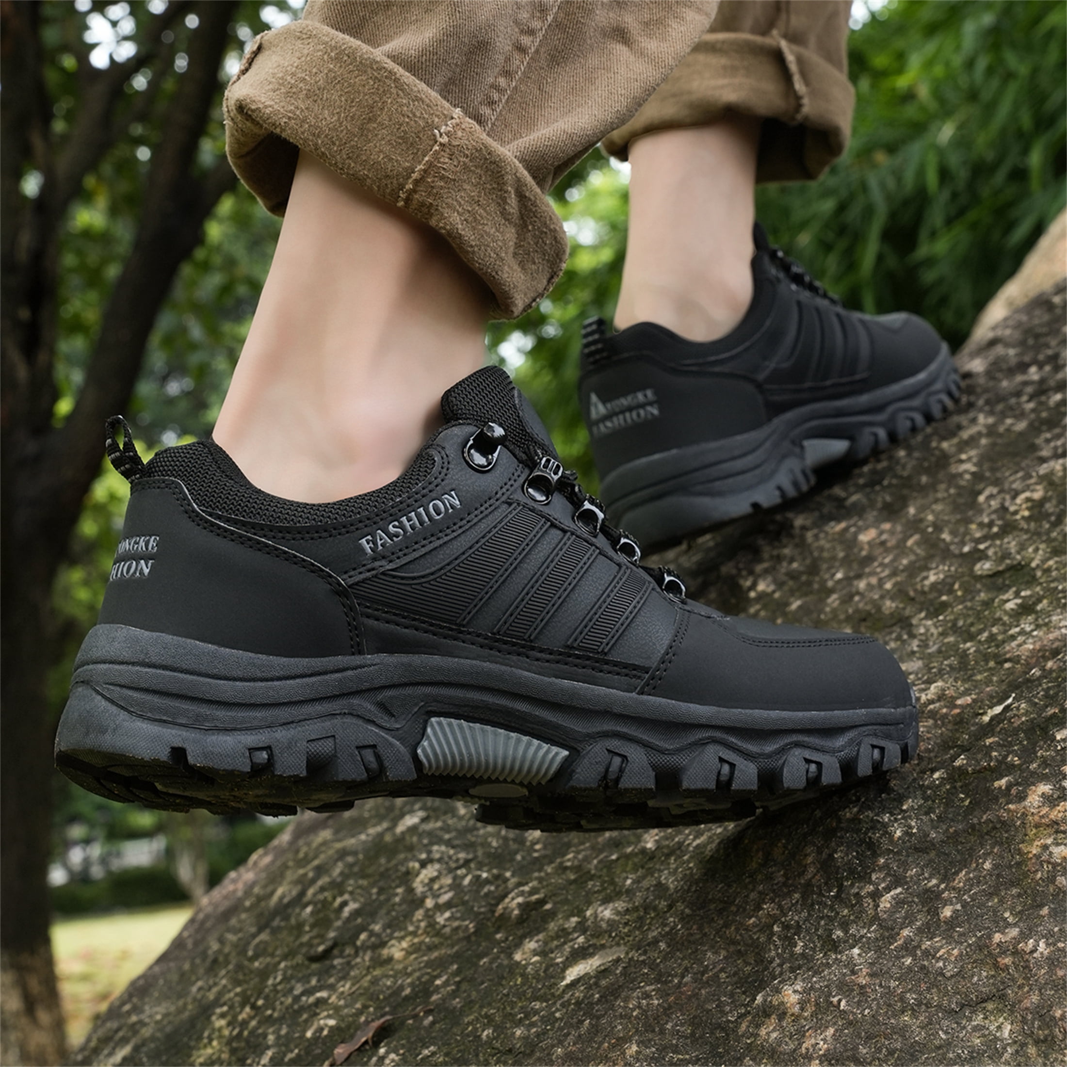 YOURDIARY Mens Hiking Shoes Outdoor Trekking Boots Anti-Slip Waterproof Comfortable Camping Trail Shoes