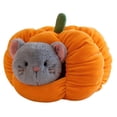 thumbnail image 2 of 2PCS Halloween Pumpkin Cat Stuffed Animal, 9.84 in Pumpkin House And Cat Plush Toys Set, Halloween Indoor Decoration for Sofa Bedroom, Trick Or Treat Halloween Party Gift (Gray), 2 of 6