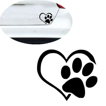 - Pet Paw Print With Heart Dog Cat Vinyl Decal Car Window Bumper Sticker