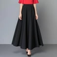thumbnail image 6 of Skymirror Elegant Women Maxi Skirt High Waist Tummy Control A-line Loose Hem Pockets Solid Color Ankle Length Soft Breathable Lady Dating Party Banquet Skirt, 6 of 8