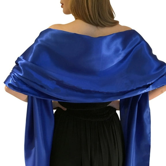 Dark Blue Long Elegant Party Scarf Fashion Satin Shawl For Women Evening Dresses Soft Wrap