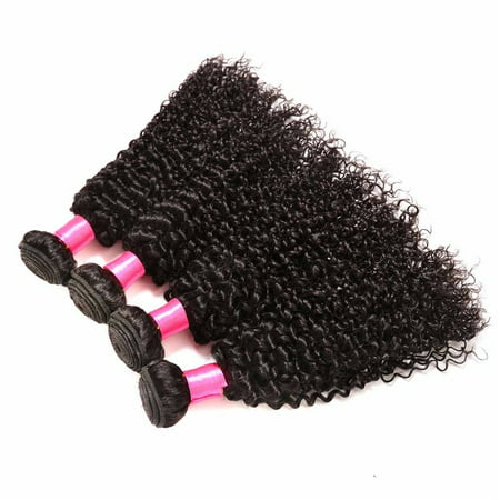 BHF Hair Indian Virgin Human Afro Curly Hair Weave 4 Bundles Human Hair Extensions, 16