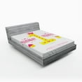 thumbnail image 1 of Ambesonne Birthday Fitted Sheet, Cartoon Theme Party, Full Size, Yellow and Hot Pink, 1 of 2