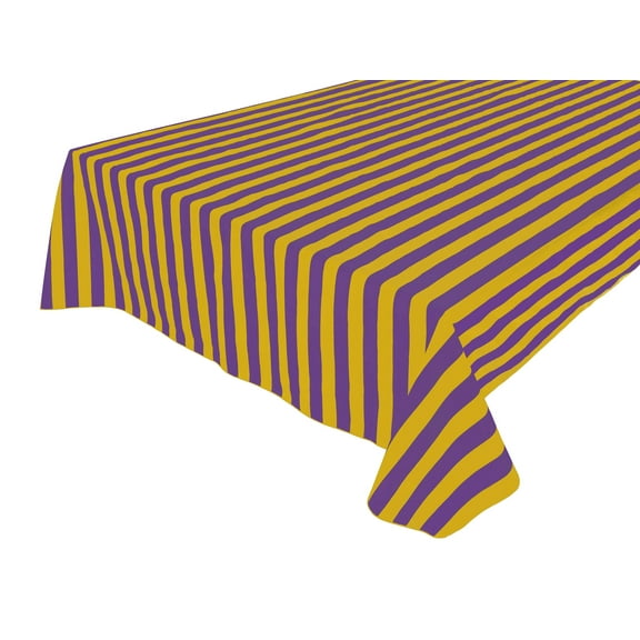 Cotton Tablecloth Stripes Print / 1 Inch Wide Stripe Yellow and Purple