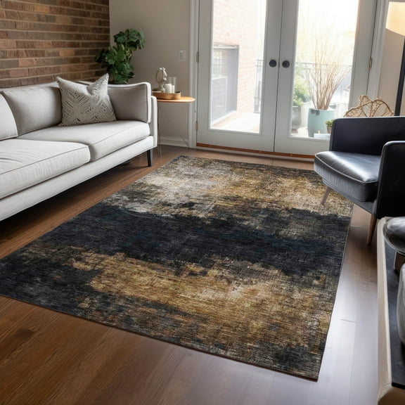 Addison Rugs Chantille Indoor/Outdoor Transitional Abstract Charcoal Washable Rectangle Rug, 10' x 14'