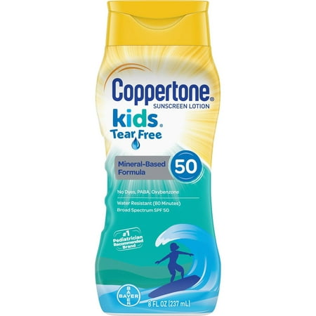 Coppertone Kids Tear Free with Zinc Oxide Broad Spectrum SPF 50, 8-Ounce