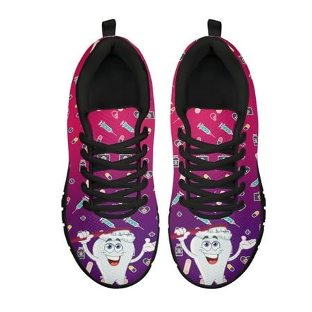 

Summer Lace Up Sport Running Ladies Shoes For Women 2023 Sneakers Woman Casual Shoes Cartoon Tooth 3D Print Mesh Womens Flats