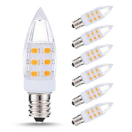 Natural Daylight Lamps C7 Night Light LED Light Bulb with Candelabra Base (6 Pack), 1W (15W Equivalent), Ceramic Bulbs E12 Base, Natural Daylight White 4000K, Torpedo Shape for Bedroom Porch Salt Lamp, 6 Pack ()