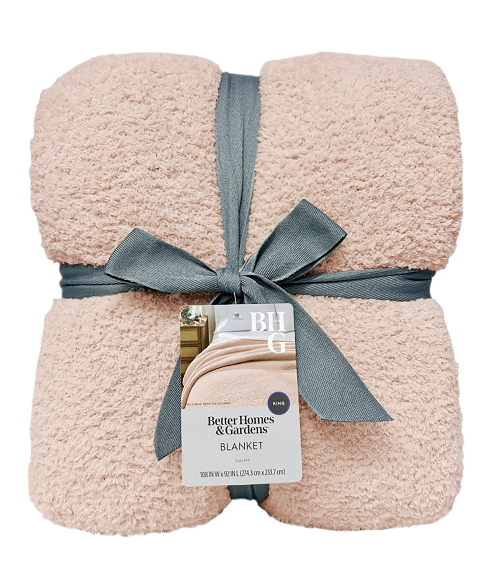 Better Homes & Gardens Cozy Knit Blanket, Pink Blush, King
