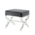 thumbnail image 2 of Inspired Home Nelly Velvet and Acrylic X-Leg Ottoman Stool, Grey, 2 of 8