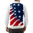 thumbnail image 4 of Men's Patriotic Star-Patterned Sleeveless Sweater Vest Red White And Blue Knit V-Neck Tank Top, 4 of 5