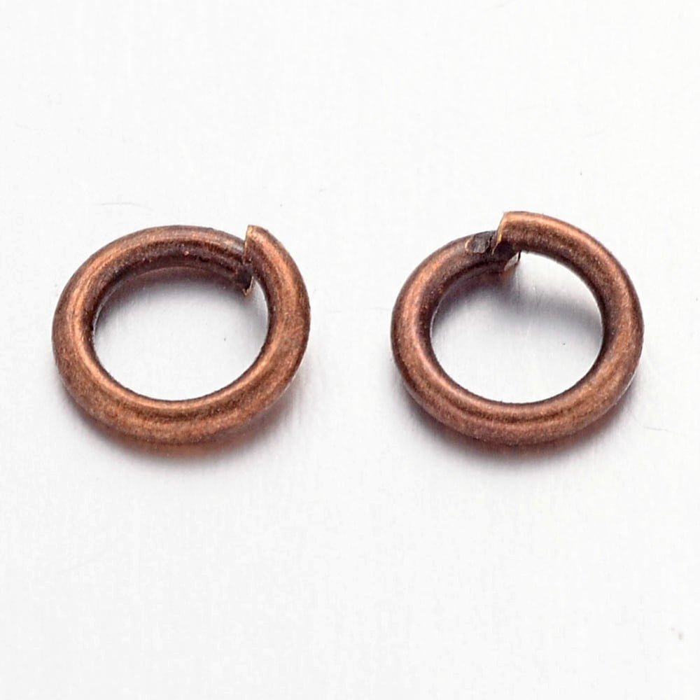 500g Brass Open Jump Rings Round Cadmium Free & Lead Free Red Copper 6x1mm 18 Gauge Inner Diameter: 4mm about 4160pcs/500g