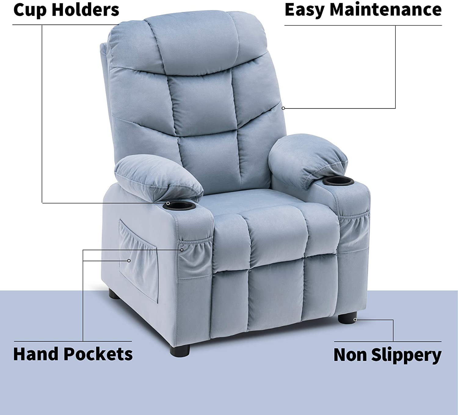Mcombo Big Kids Recliner Chair with Cup Holders for Boys and Girls