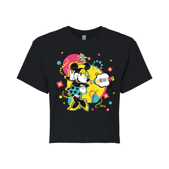 Disney - Minnie Charm - Juniors Cropped Cotton Blend T-Shirt