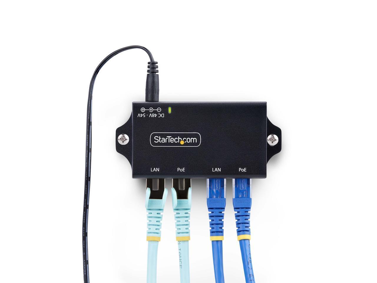 StarTech.com 2-Port PoE+ Injector, 10/100/1000Mbps, PoE/PoE+ (802.3af/802.3at), 30 Watt, 1Gbps Ethernet, Wall Mountable, Unmanaged