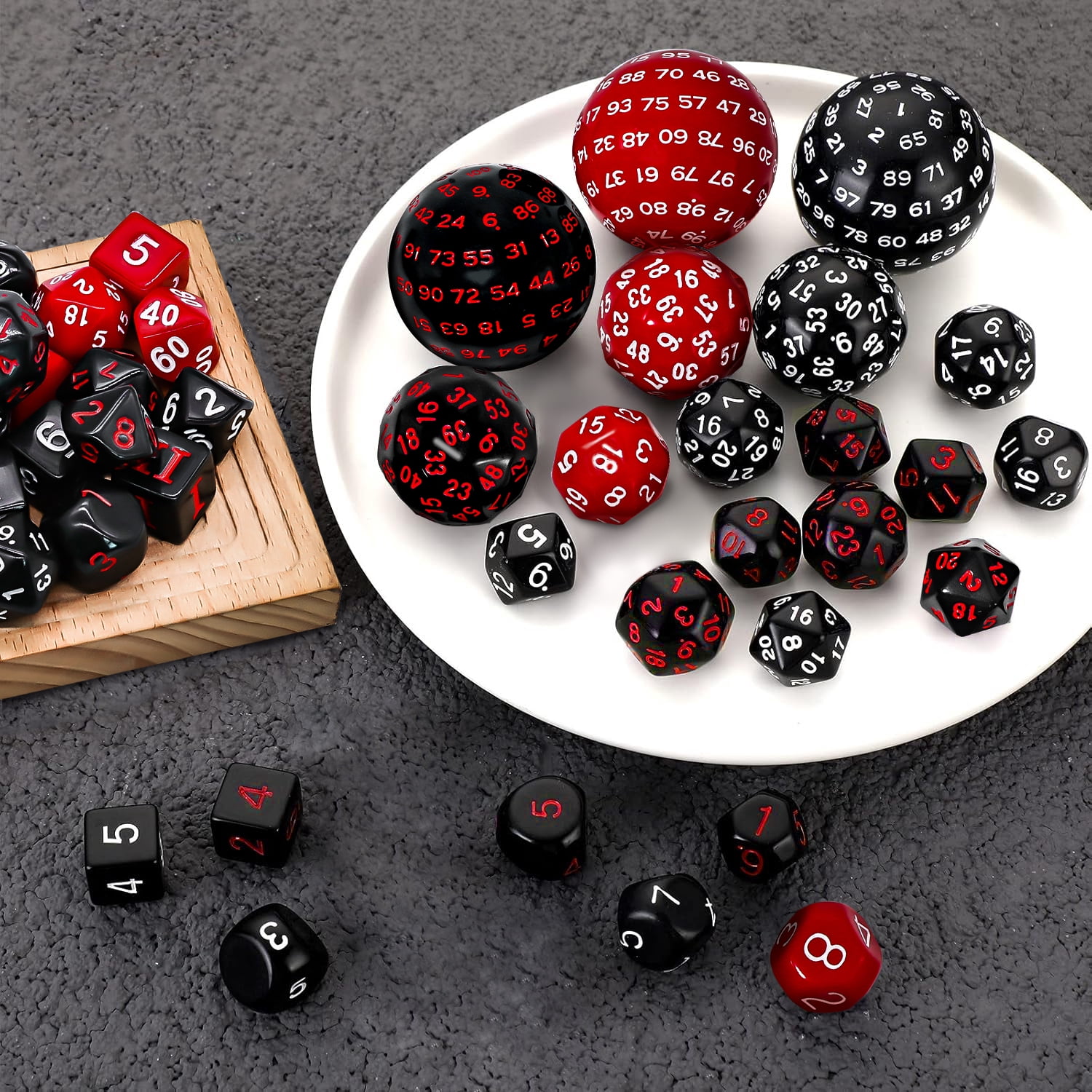 SWAJUJA 3 Set Complete D3-D100 DND Polyhedral Dice Set 100 Sided Dice Multisided D100 Dice for Role Playing Table Games Party (Black & Purple, Black & White, Purple & White)