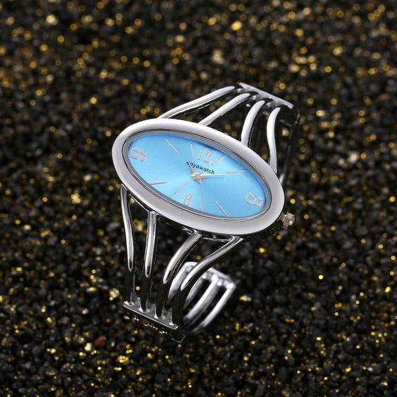 Women’s Oval Dial Bracelet Watch, Fashion Alloy Bangle Wristwatch for Women in Gold & Silver Colors, Elegant Casual Quartz Cuff Watch, Stylish Oval Face Ladies Watch for Daily Wear, Gifts & Parties