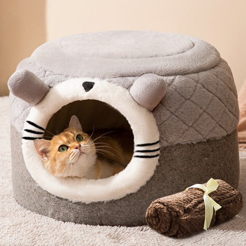 ShadeMart Cat Tent for Indoor Cats, Portable Pet Bed with Removable Cushion & Blanket for Small to Medium Pets