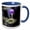 Blue/White, variant on 3drose, Waterlily Purple Bloom and a Passing Bee, 11oz Magic Transforming Mug