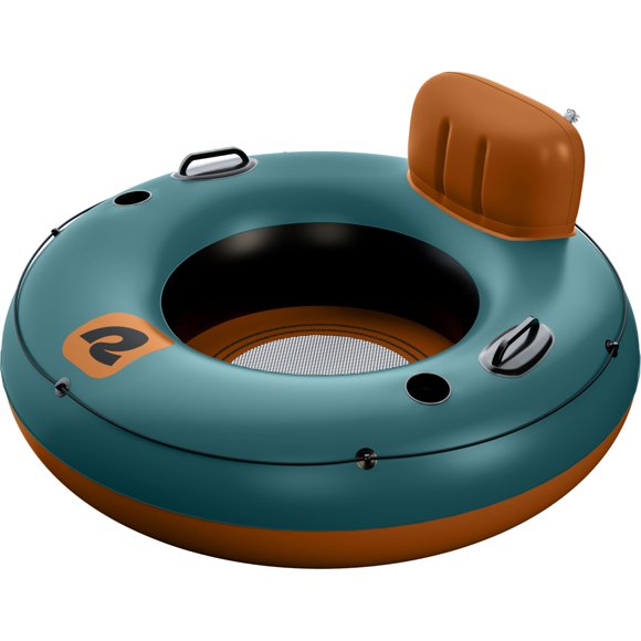Siesta Bouée Gonflable 48 Pouces / Flotteur d'Eau Robuste avec Dossier et Porte-Gobelets / 300 lbs / Kit de Réparation / Piscine, Lac et Rivière