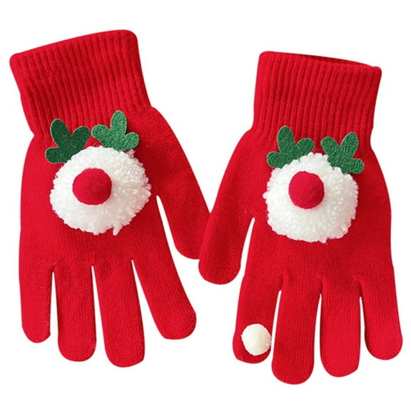 Aellinatey ChristmasTheme Knitted Gloves Soft Warm Hand Gloves for All Ages Winter Wear