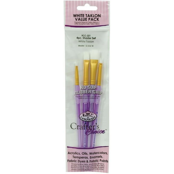 Crafter's Choice White Taklon Shader Brush Set-4/Pkg