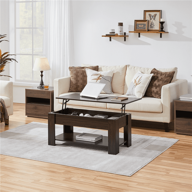 Yaheetech Modern Lift Top Coffee Table w/Hidden Compartment & Storage For Living Room, Espresso