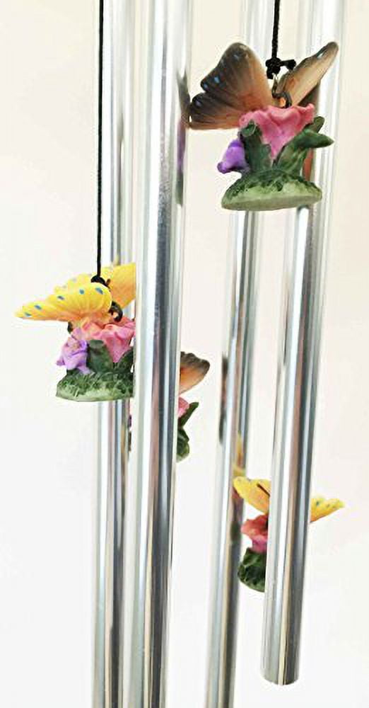 Mariposa Butterfly Flitting On Petal Resonant Relaxing Wind Chime Garden Patio