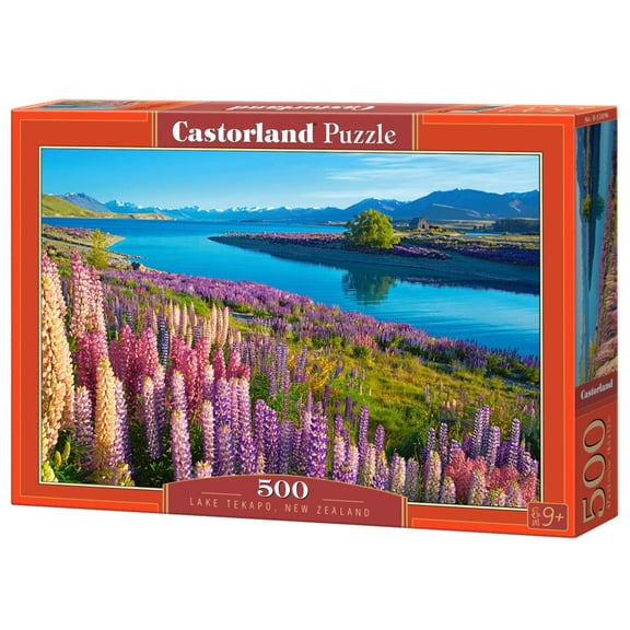 500 Piece Jigsaw Puzzle, Lake Tekapo, New Zealand, Mackenzie Region, Flower puzzle, Vibrant natural beauty, Adult Puzzle, Castorland B-53896