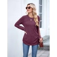 thumbnail image 6 of Womens Sweaters Long Sleeve Shirts Fall Fashion Trendy Tops Ruched Outfits Winter Clothing Wine Red S, 6 of 9