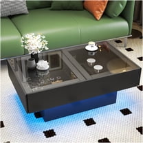 JERFIT Modern Lift-Top Coffee Table with Hidden Storage, Extendable Sliding Design for Living Room, Black