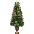thumbnail image 1 of Costway 5ft Pre-Lit Christmas Entrance Tree In Urn w/100 LED Light Red Berries Pine Cone, 1 of 10