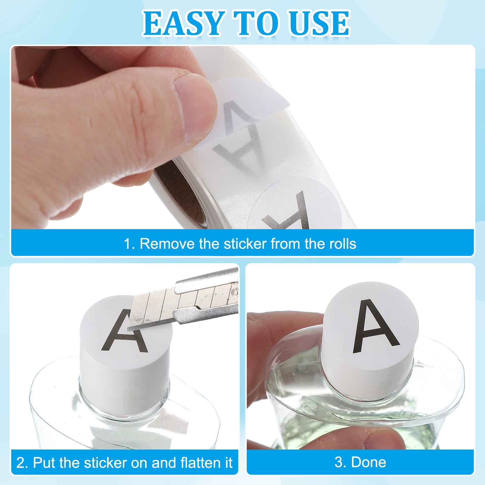 Uxcell 1" Round Letter F Stickers, Self-Adhesive Alphabet Stickers for Organization Storage Inventory 4 Rolls