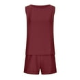 thumbnail image 4 of Ensembles pour Femmes 2 Pcs Tenues Décontractées d'Été Col Rond Sans Manches et Short Ensemble Assorti pour Femmes en Solde, 4 of 6