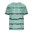 thumbnail image 3 of FAIWAD Men's Short Sleeve Hoodies Sweatshirt Striped Print Drawstring Athletic Lightweight Hoodies Tops, 3 of 4