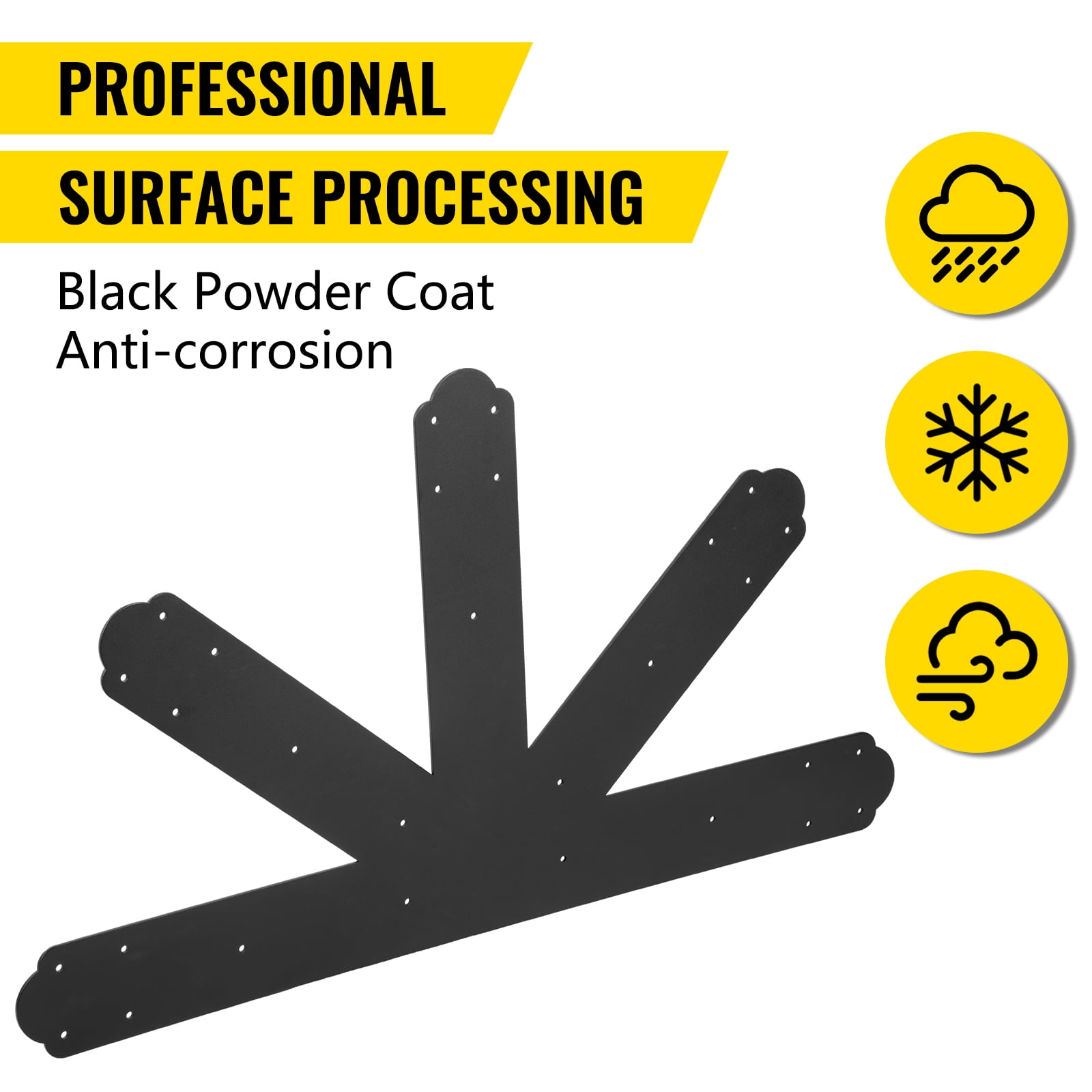 SKYSHALO Gable Panels, 12:12 Pitch Truss Connector Plate, Powder-Coated Steel Bracket, 4mm Thick Metal, 36.2" x 20.5", Black, 1 Set