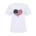 thumbnail image 2 of Tops Cortos para Mujeres Bandera de Moda Impresa Cuello Redondo, Camiseta de Manga 3/4 para Uso Diario, Casero Y Cómodo, 2 of 4