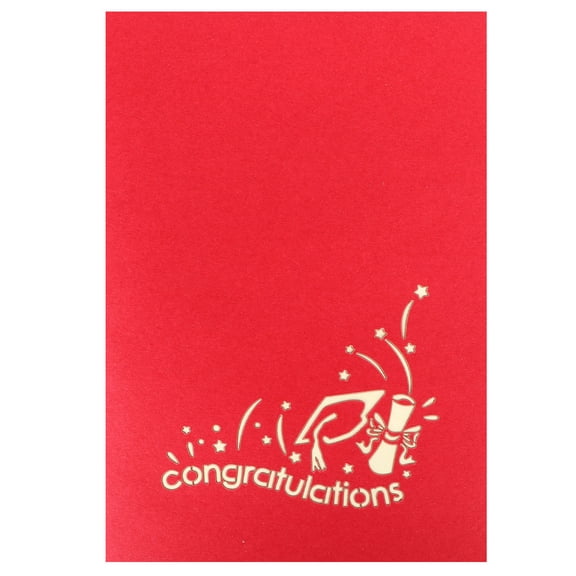 ROMANSENTIAL 3D Up Greeting Cards Red Graduation Invitations for Graduate with Creative Design
