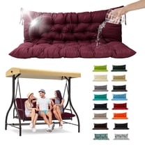 SDJPOI Porch Swing Replacement Cushion, 4" Thick Waterproof 2-3 Seater Bench Cushion with Backrest, Outdoor Swing Cushions for Outdoor Furniture（Wine Red,60*40in）
