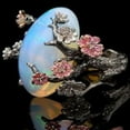 thumbnail image 3 of Opvise Vintage Women Faux Opal Plum Blossom Flower Two Tone Finger Ring Jewelry Gift, 3 of 5