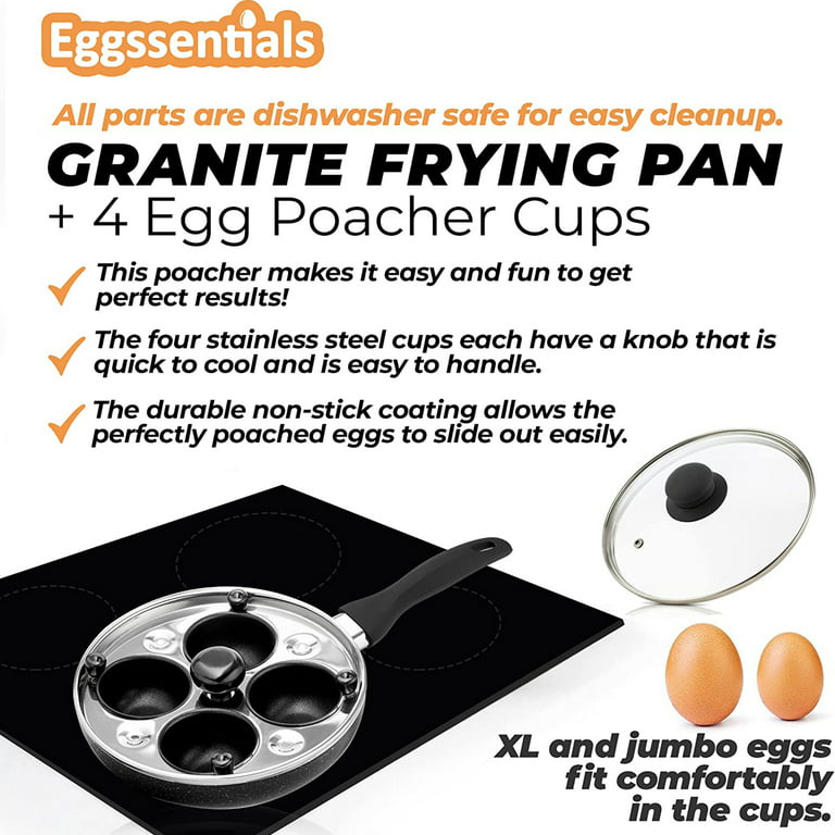 DIIG Egg Pan Non Stick Pancake Pan 4-Cup Nonstick Egg Frying Pan Granite  Mini
