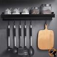 thumbnail image 1 of Estante para especias, estante para almacenamiento de utensilios de cocina montado en la pared con 6 ganchos extraíbles, estante de cocina, soporte para sartenes montado en la pared sin taladrar,, 1 of 5
